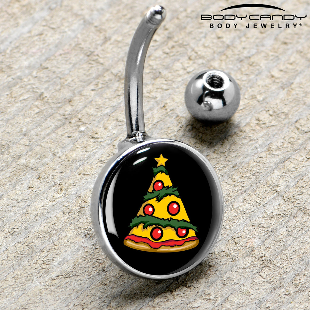 Christmas Holiday Pizza Tree Belly Ring by Onyx O