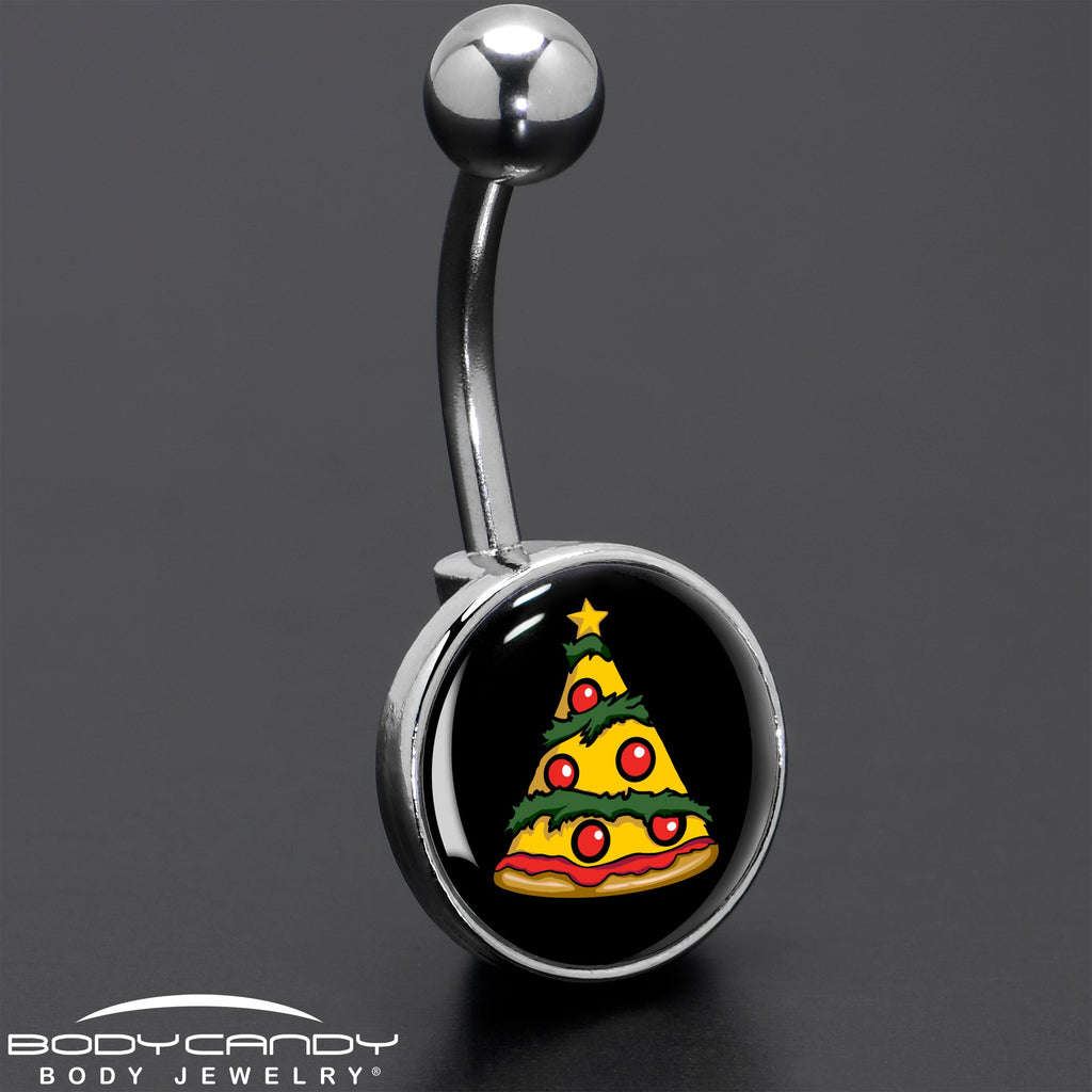 Christmas Holiday Pizza Tree Belly Ring by Onyx O