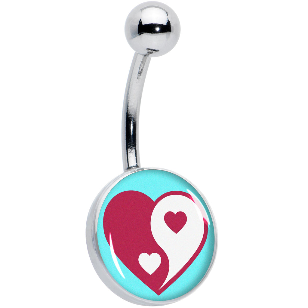 Love Yin Yang Heart Belly Ring by Onyx O