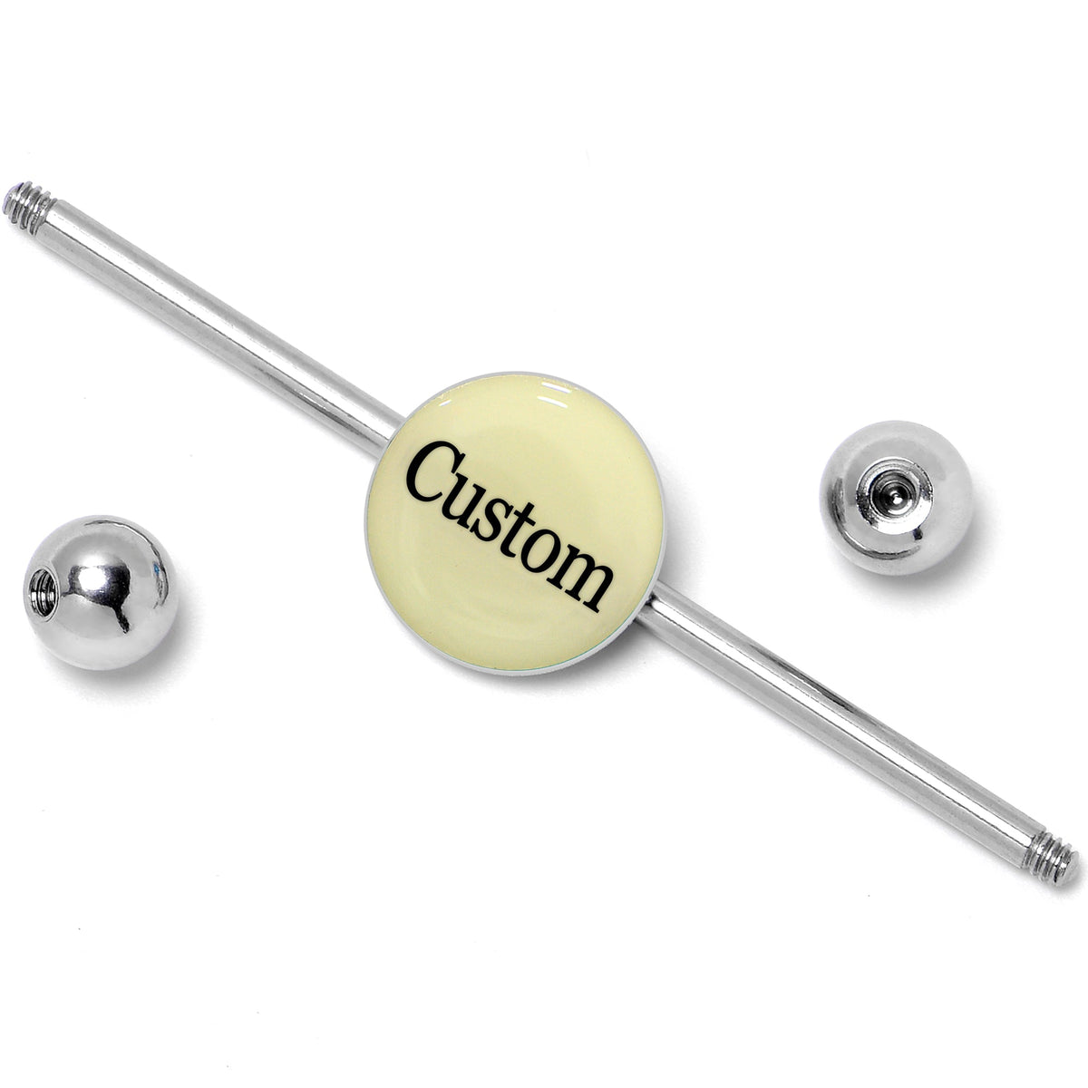 Custom Glow in the Dark Personalized Name Industrial Barbell