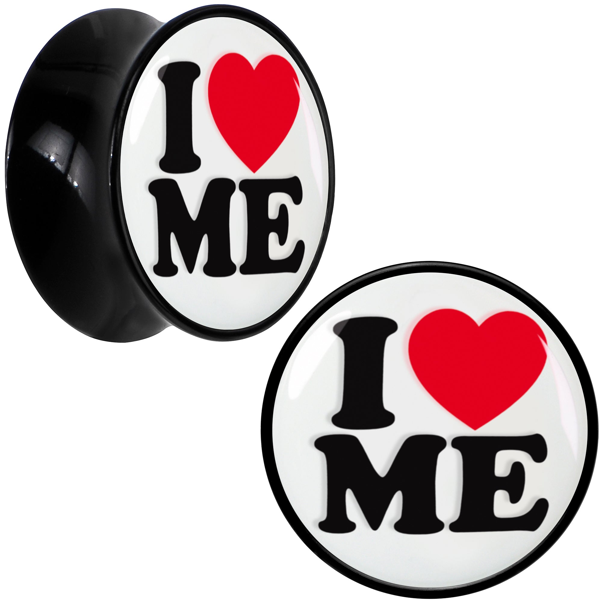 Black Acrylic I Love Me Double Flare Plug Set by Onyx O