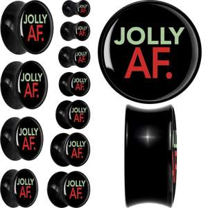 Jolly AF Festive Holiday Christmas Acrylic Saddle Plug Set by Onyx O