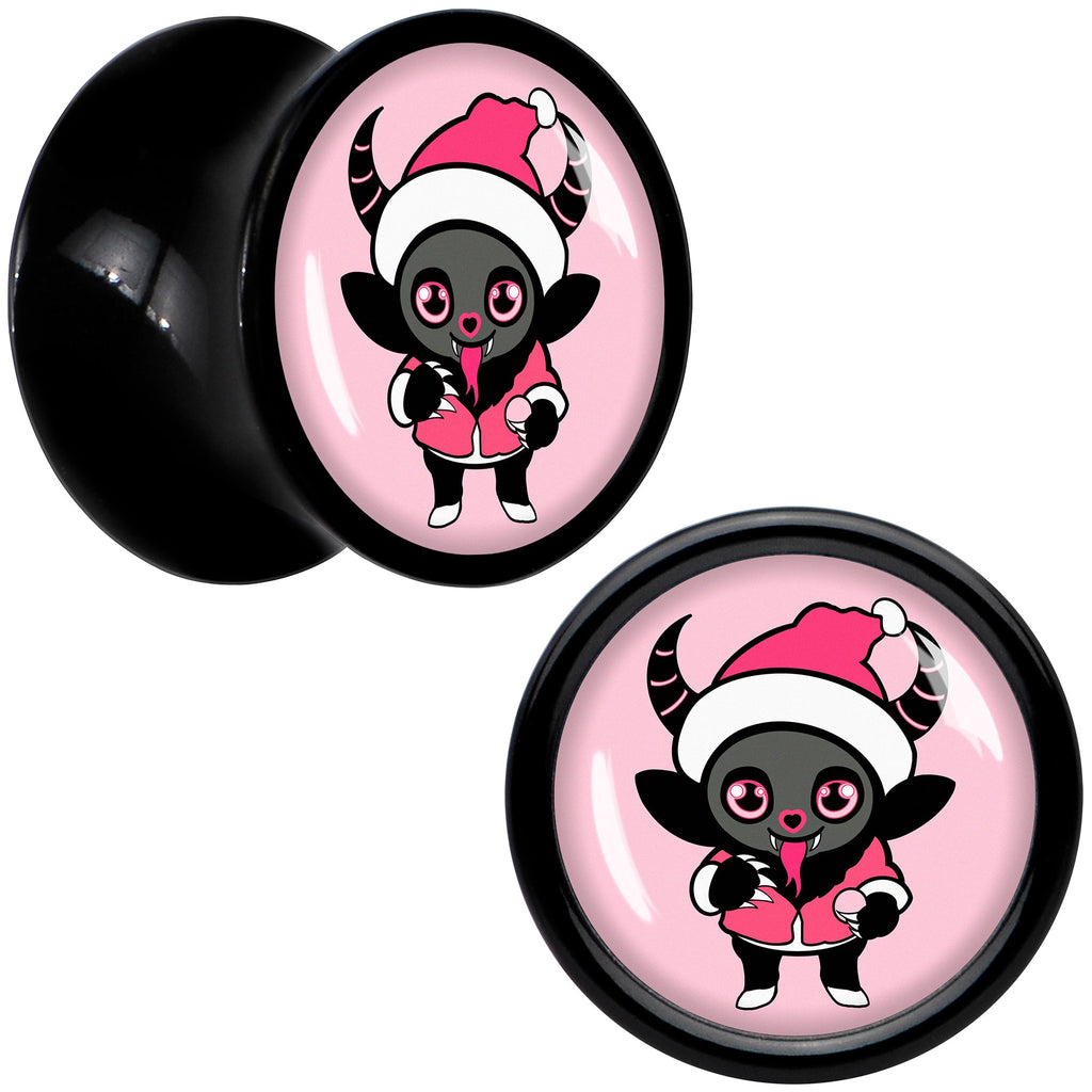Krampus Cutie Christmas Holiday Black Acrylic Saddle Plug Set by Onyx O