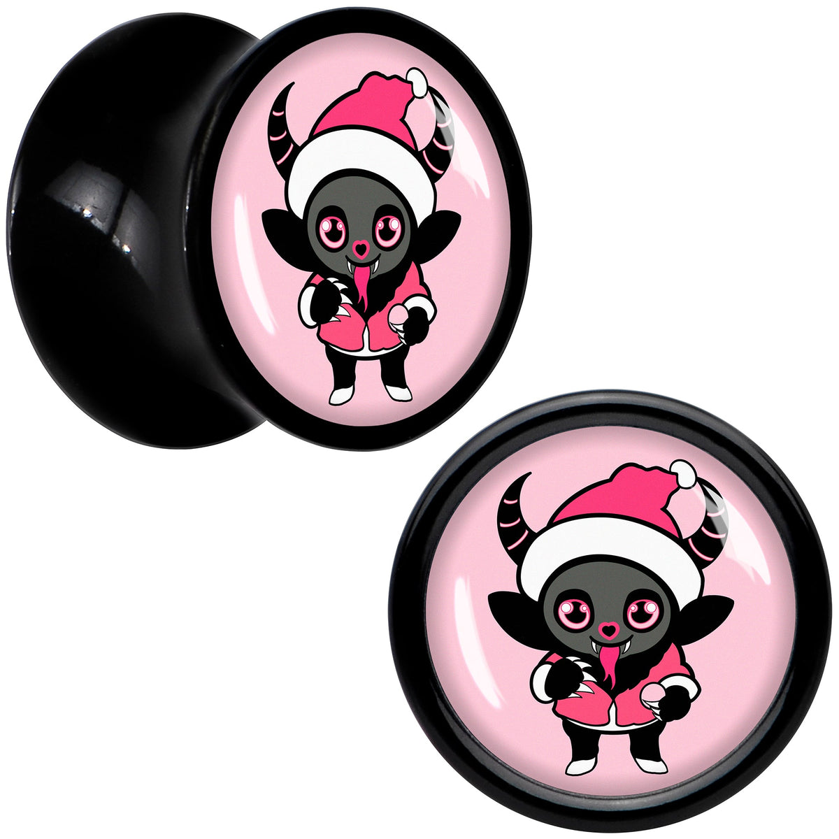 Krampus Cutie Christmas Holiday Black Acrylic Saddle Plug Set by Onyx O