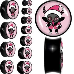 Krampus Cutie Christmas Holiday Black Acrylic Saddle Plug Set by Onyx O