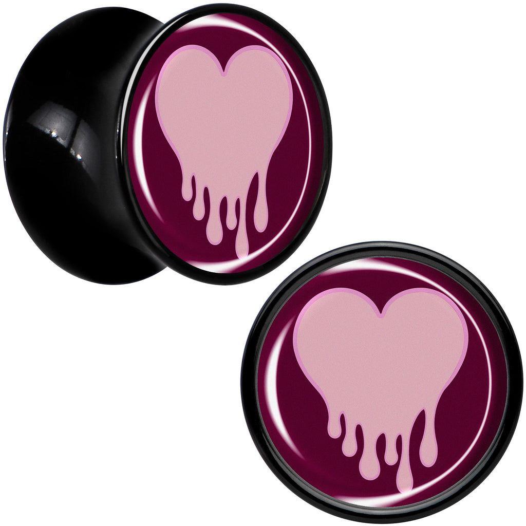 Pinkish Melting Heart Black Acrylic Saddle Plug Set by Onyx O