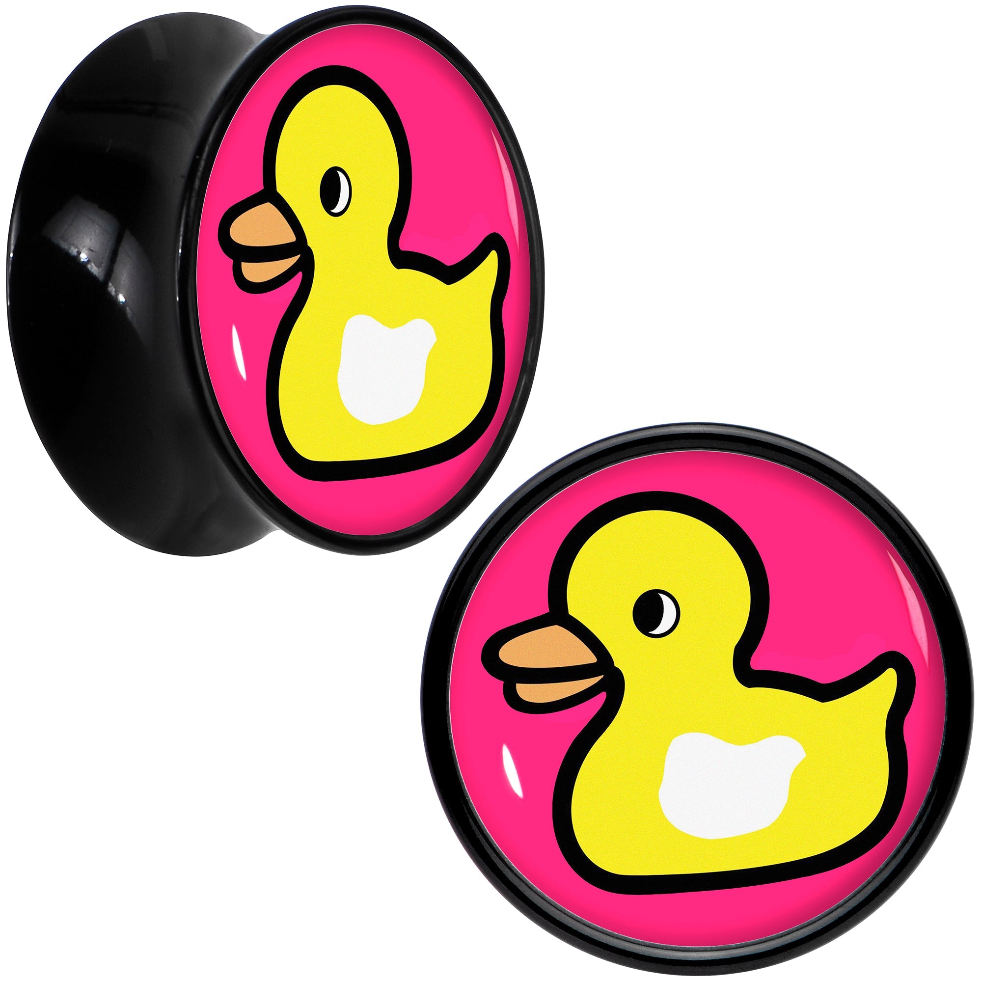 Black Acrylic Yellow Ducky Double Flare Plug Set by Onyx O