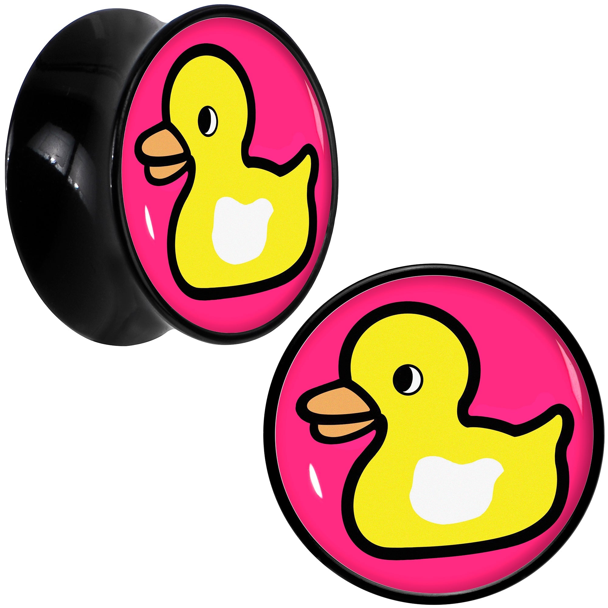 Black Acrylic Yellow Ducky Double Flare Plug Set by Onyx O