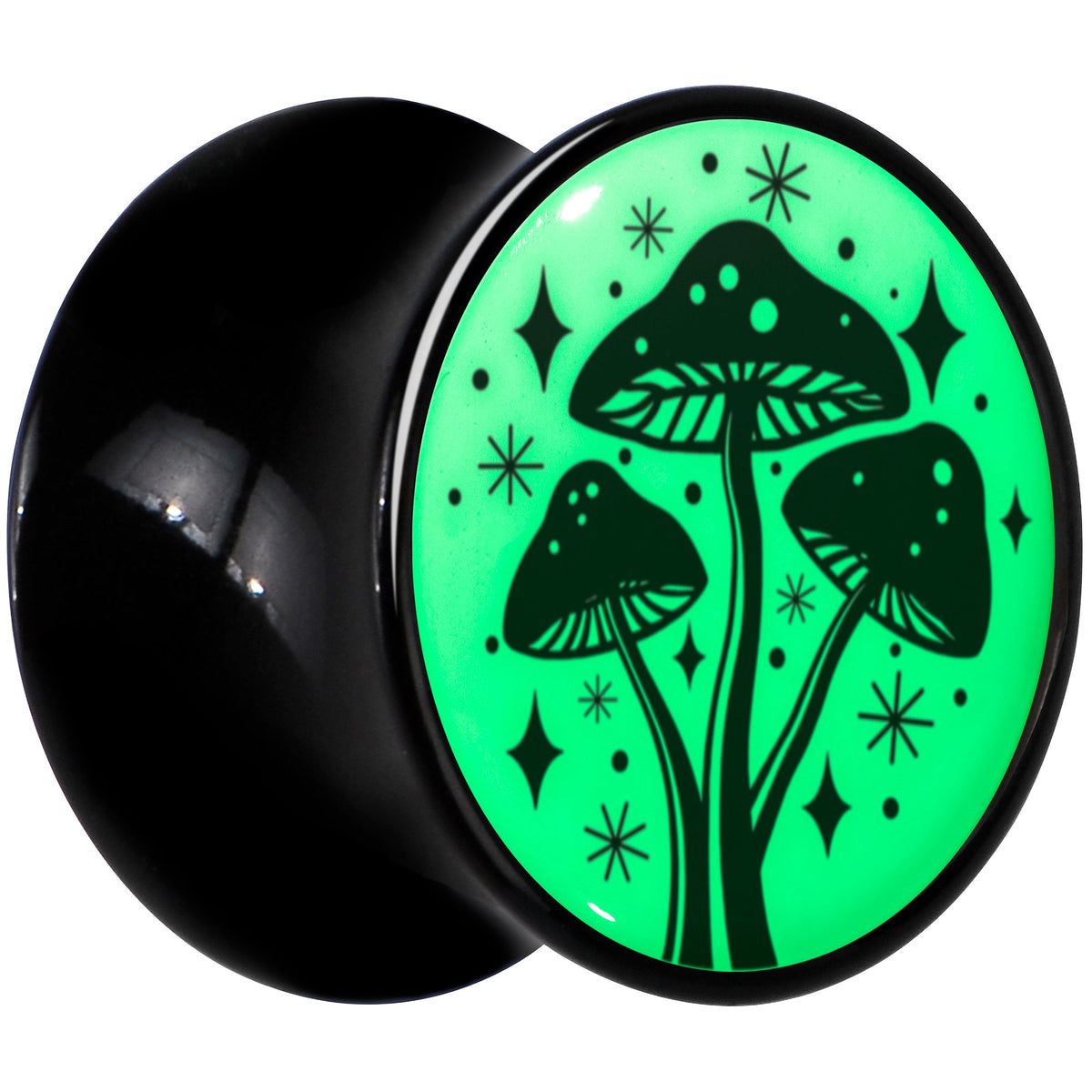 Glow in the Dark Mystic Mushroom Black Acrylic Saddle Plug Set by Onyx O