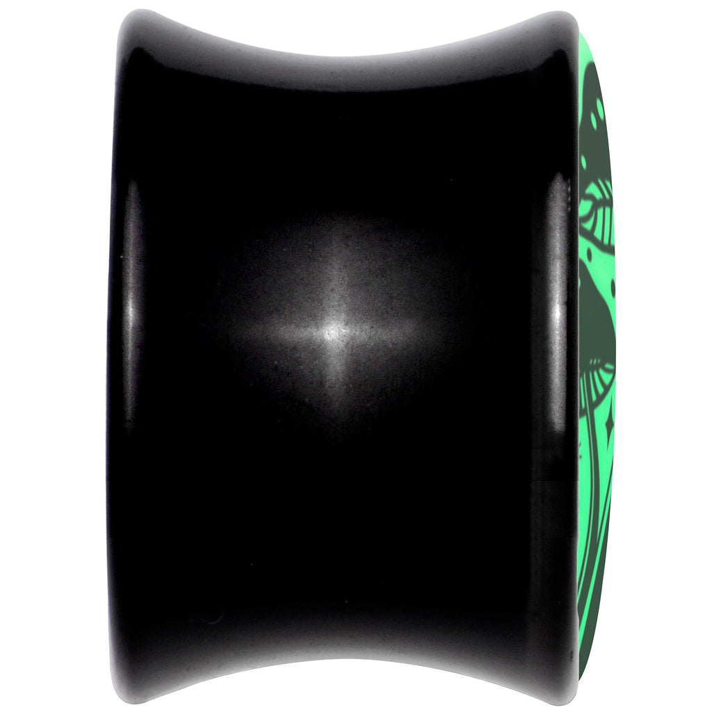 Glow in the Dark Mystic Mushroom Black Acrylic Saddle Plug Set by Onyx O