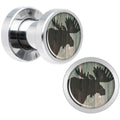 Holiday Rustic Wood Moose Screw Fit Plug Set Sizes 5mm to 20mm