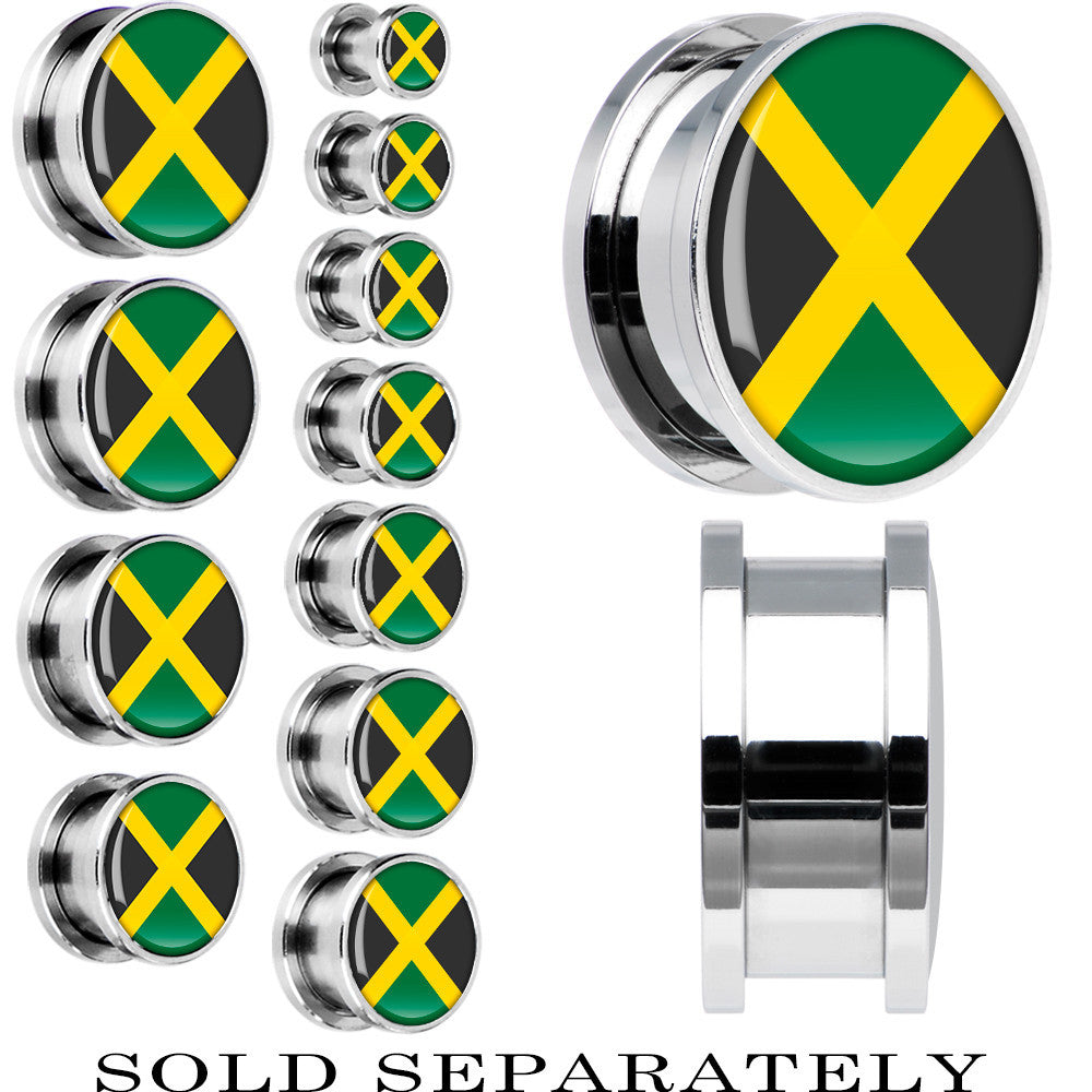 Jamaica Flag Stainless Steel Screw Fit Plug