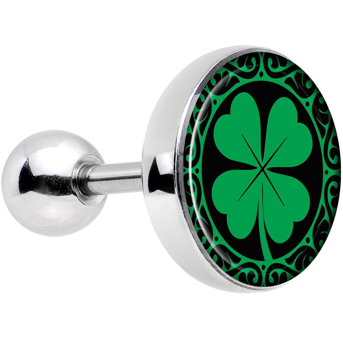 Green St Patricks Day Shamrock Tragus Cartilage Earring