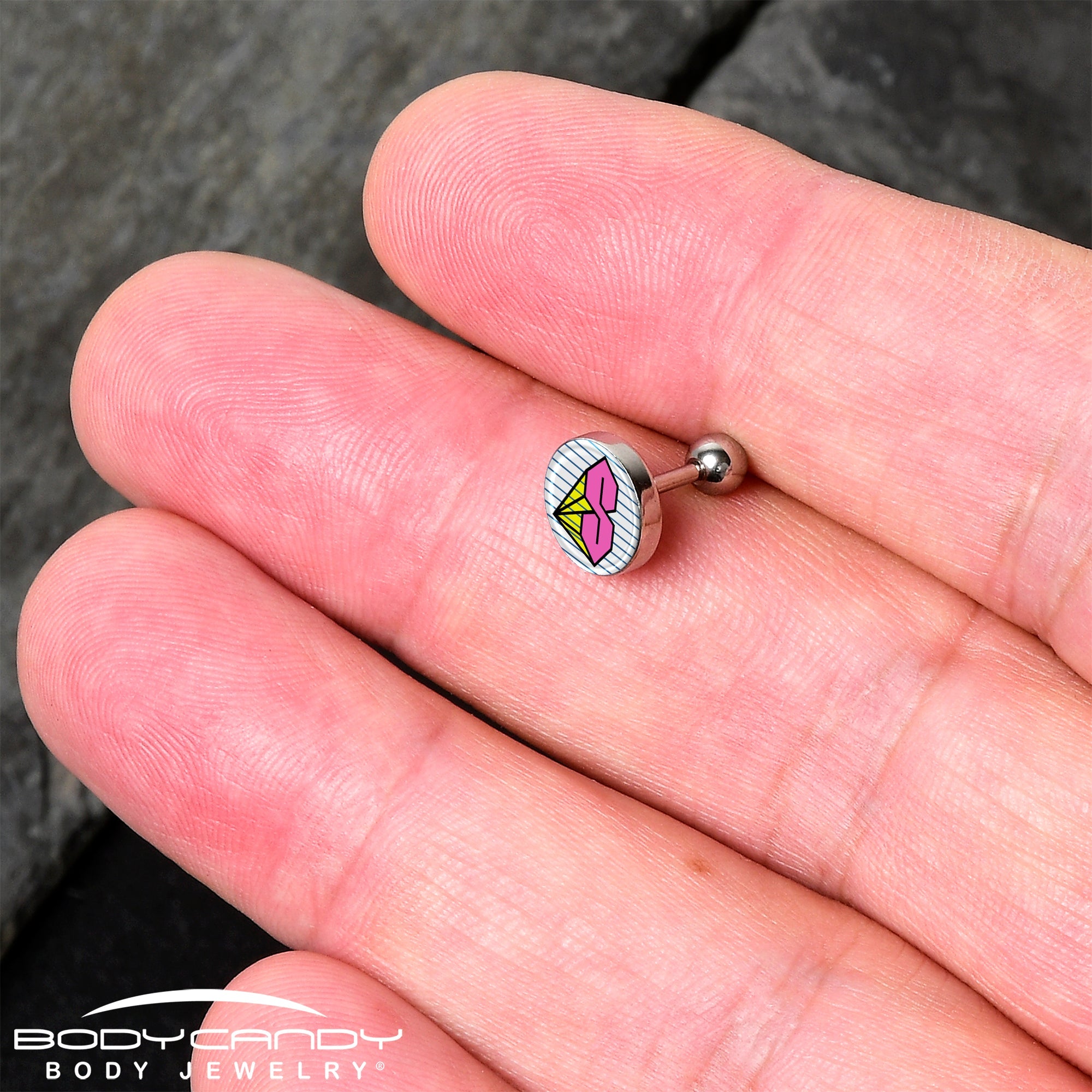 16G 1/4 Hot Pink Cool S Tragus Cartilage Earring by Onyx O