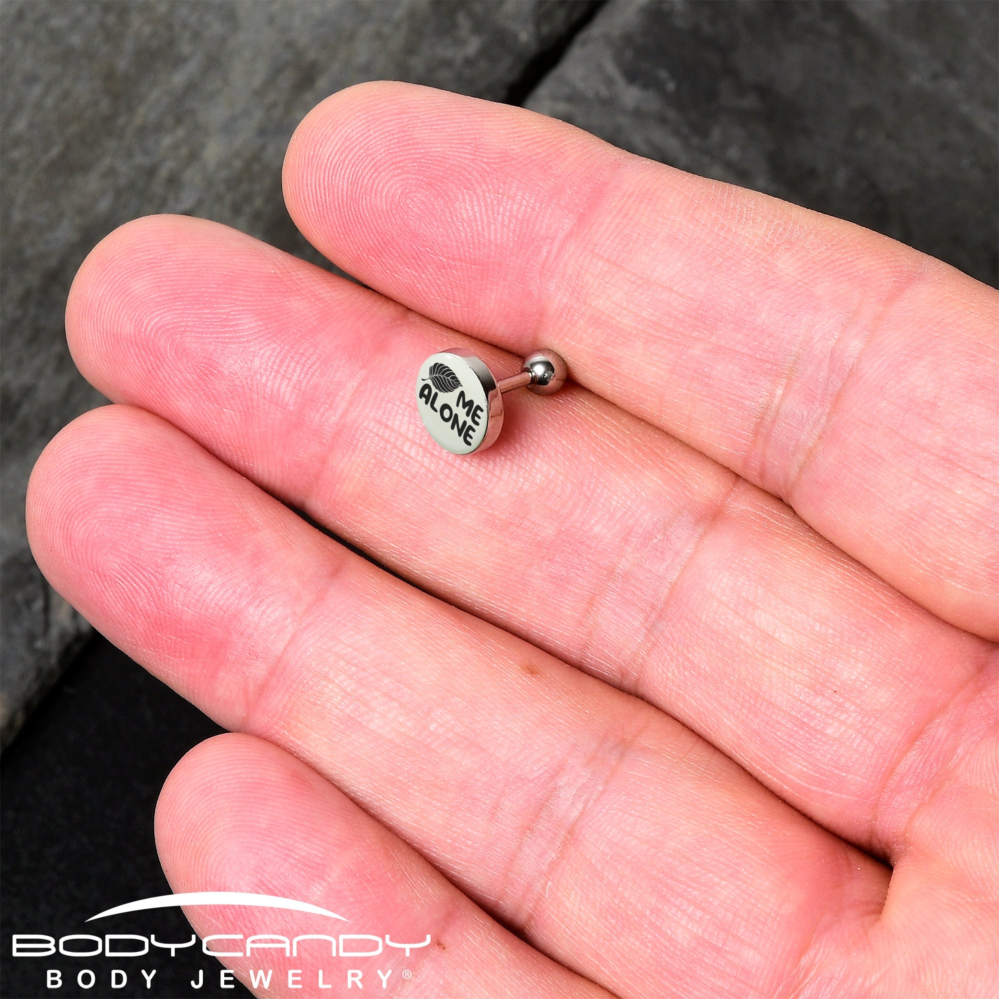 16G 1/4 Glow in the Dark Leaf Me Alone Tragus Cartilage Earring by Onyx O