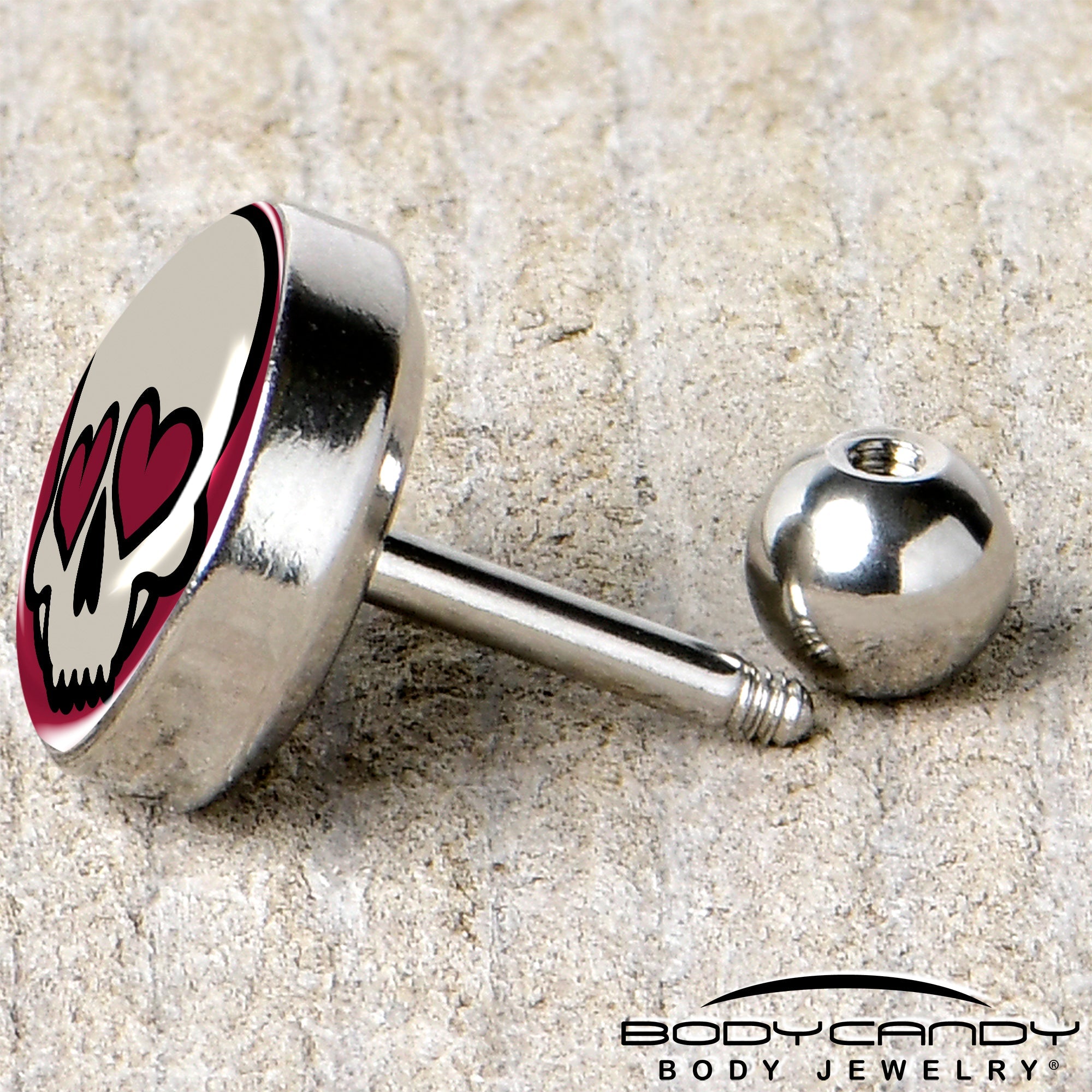 16G Valentine Heart Skull Tragus Cartilage Earring