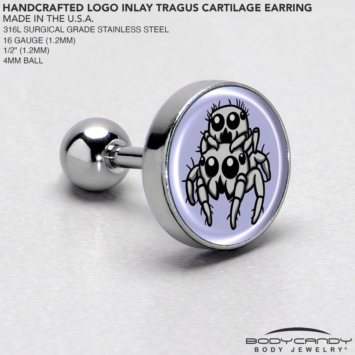Leaping Leapfrog Spiders Tragus Cartilage Earring by Onyx O