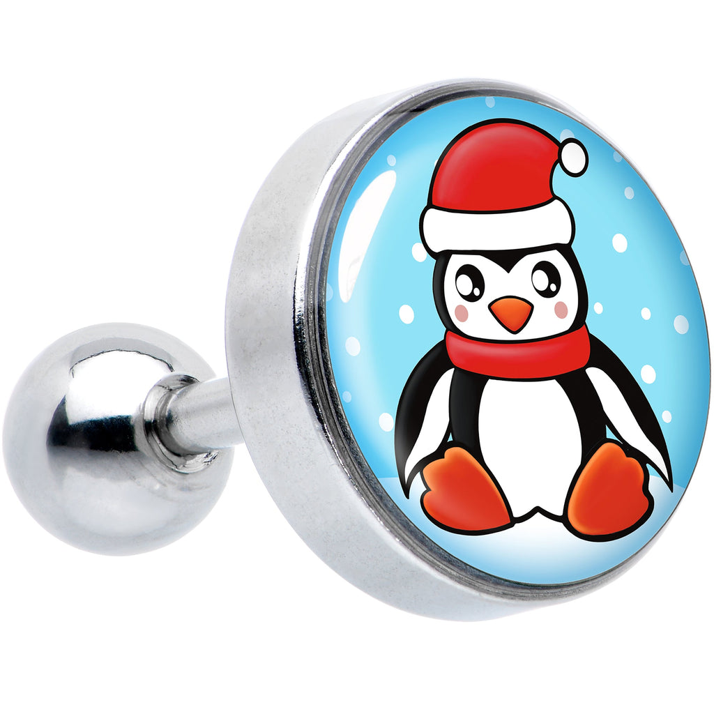 16G 1/4 Snowfall Holiday Penguin Tragus Cartilage Earring by Onyx O