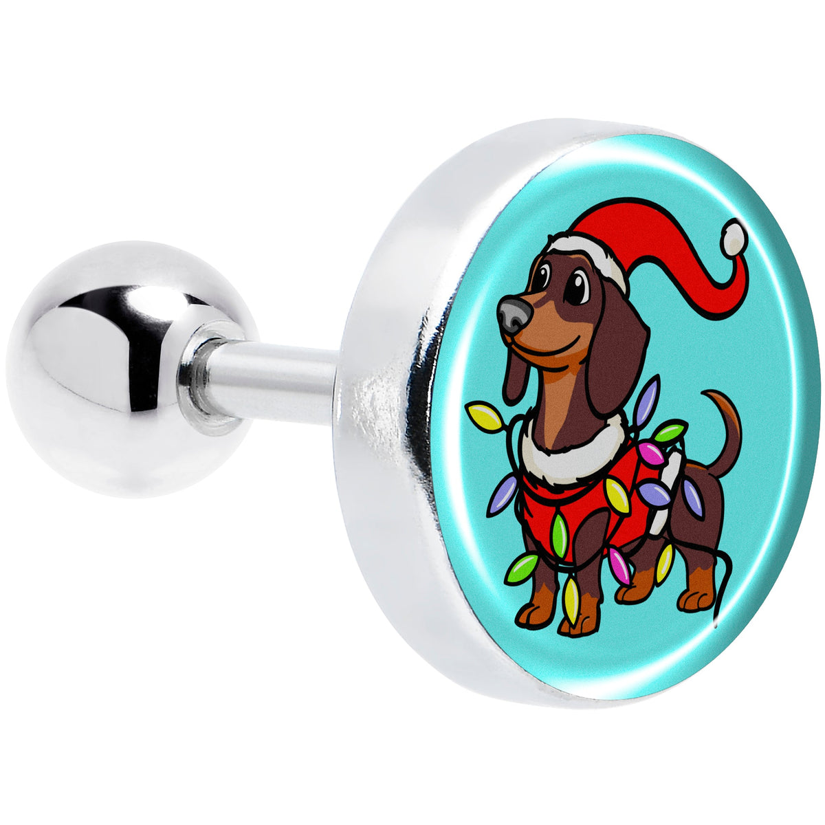 Christmas Holiday Weiner Dog Tragus Cartilage Earring by Onyx O