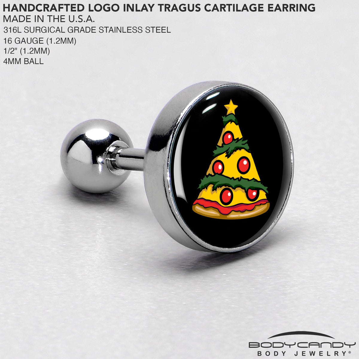 Christmas Holiday Pizza Tree Tragus Cartilage Earring by Onyx O