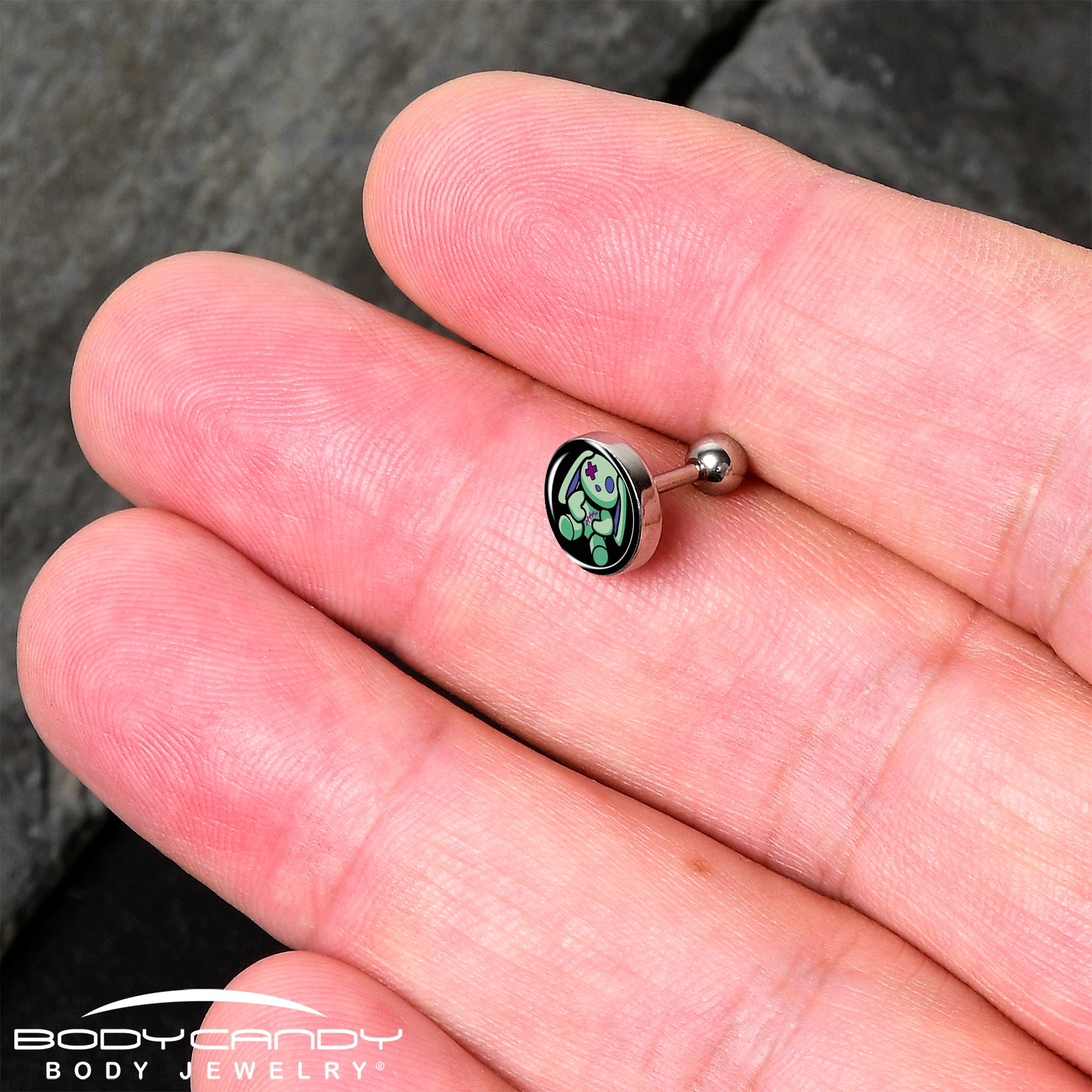 16G 1/4 Zombie Bunny Tragus Cartilage Earring by Onyx O
