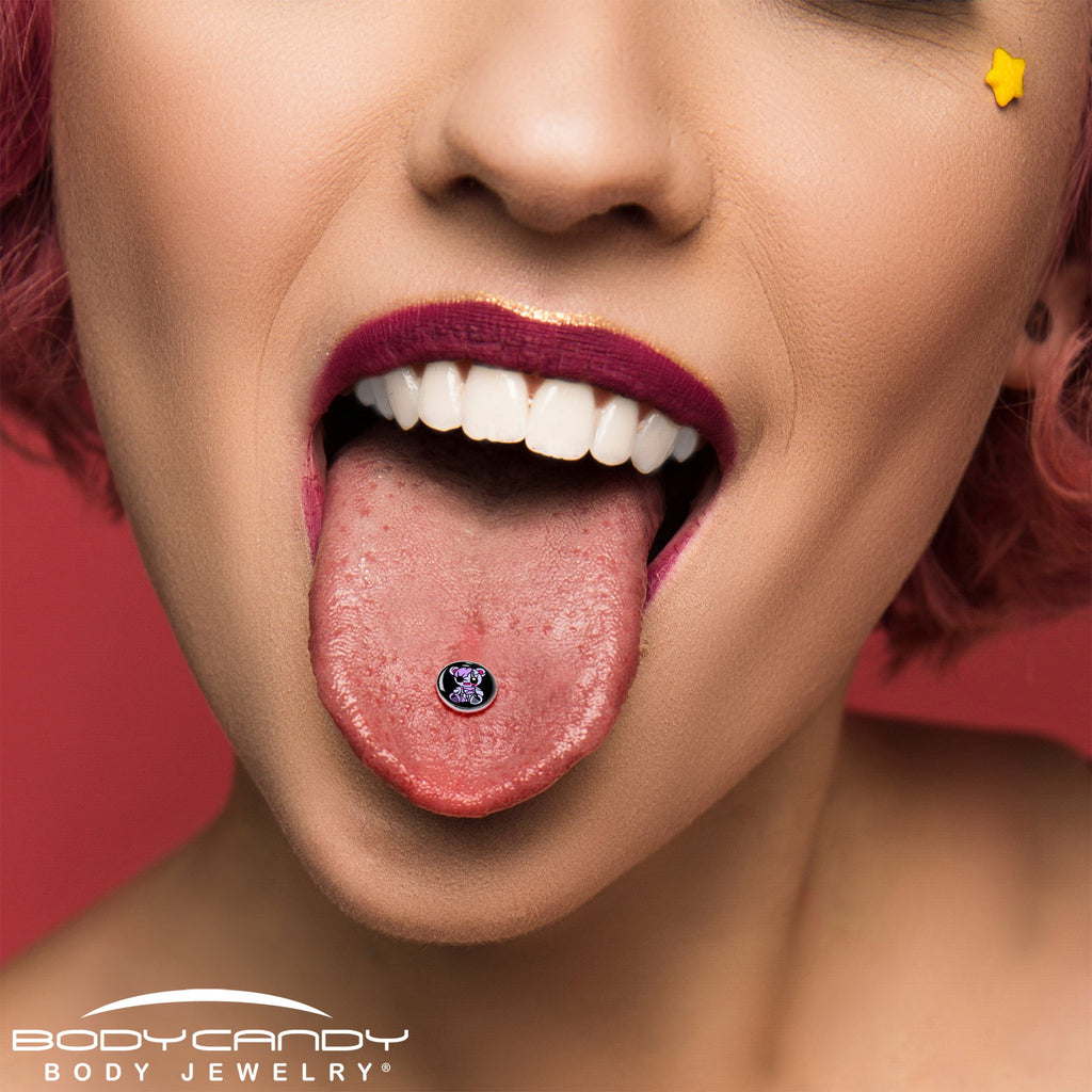 Attitude Teddy Bear Barbell Tongue Ring by Onyx O