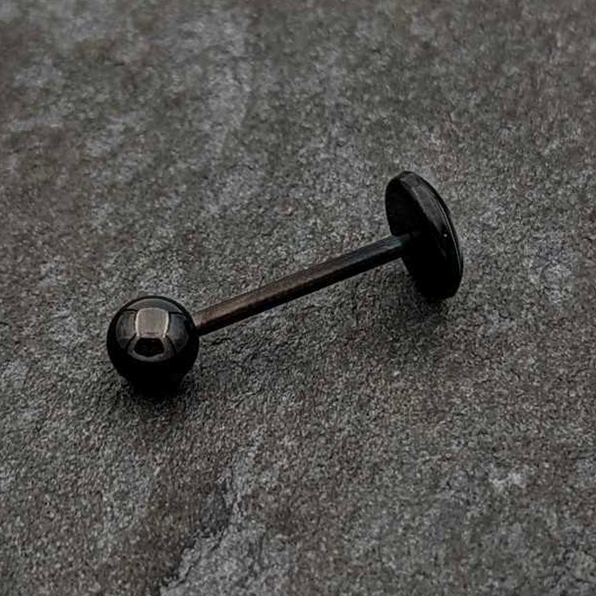 Glow in the Dark Black Anodized Peeking Black Cat Barbell Tongue Ring by Onyx O