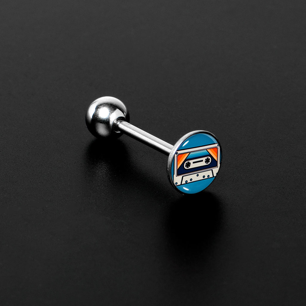 Retro Cassette Tape Barbell Tongue Ring by Onyx O