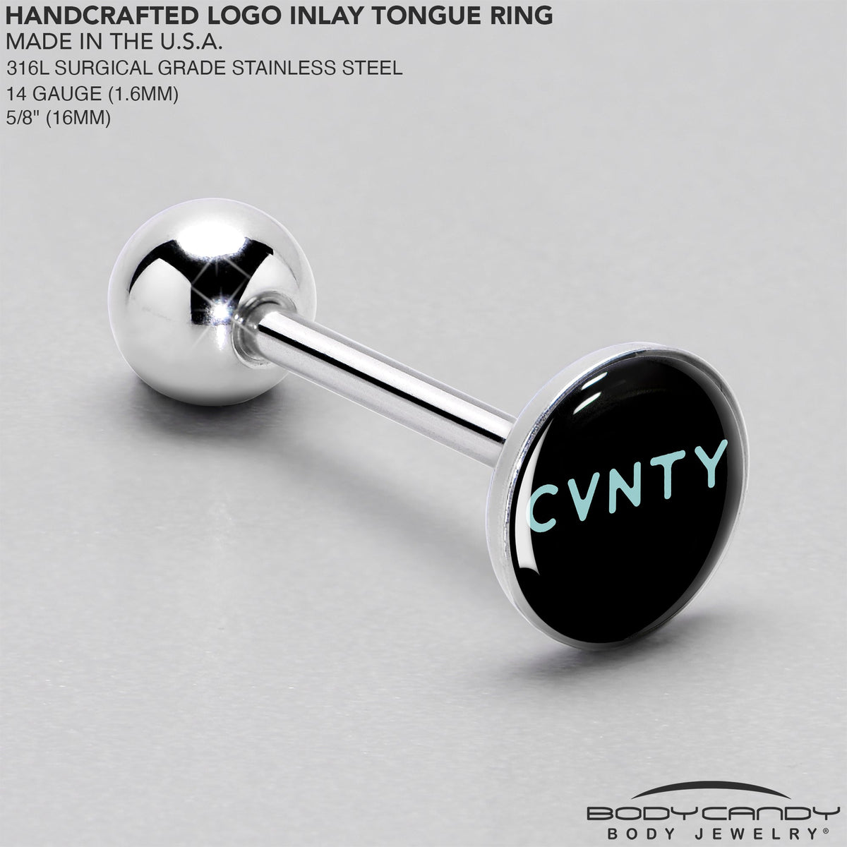 Phrase Logo CVNTY Barbell Tongue Ring by Onyx O