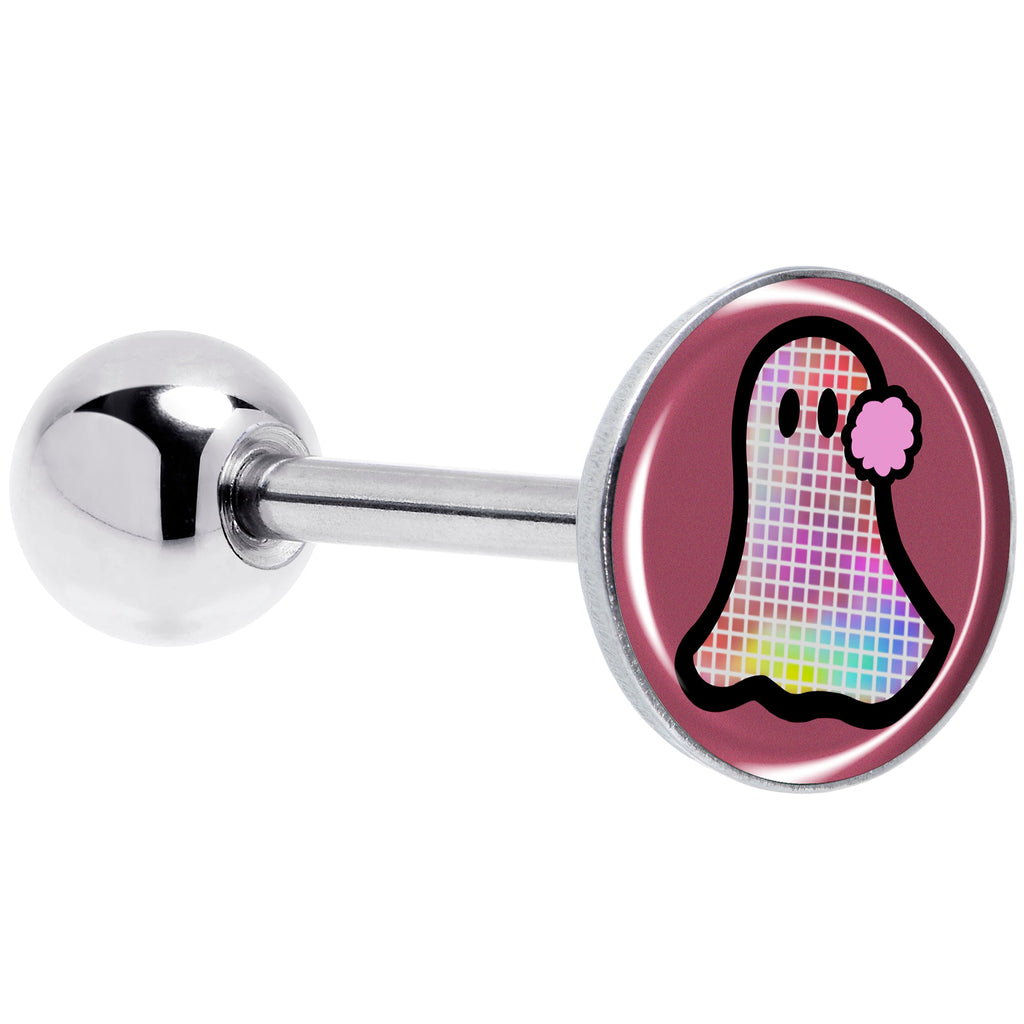 Disco Spirit Ghost Barbell Tongue Ring by Onyx O