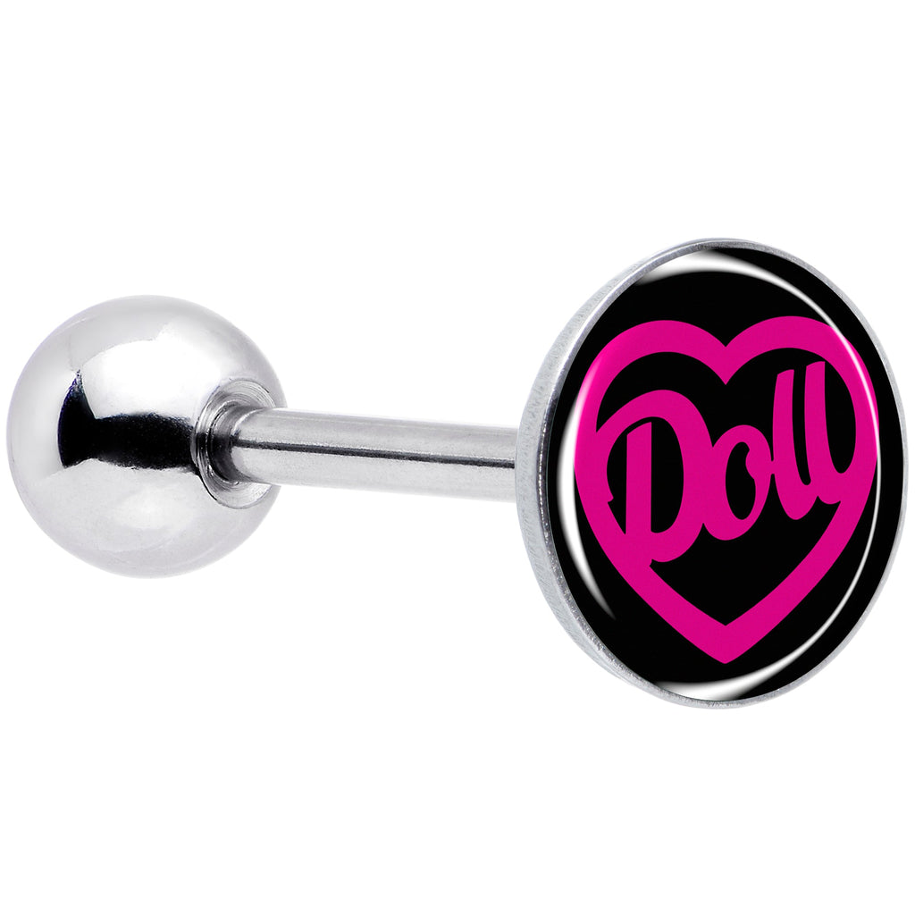 Hollow Heart Doll Word Barbell Tongue Ring by Onyx O