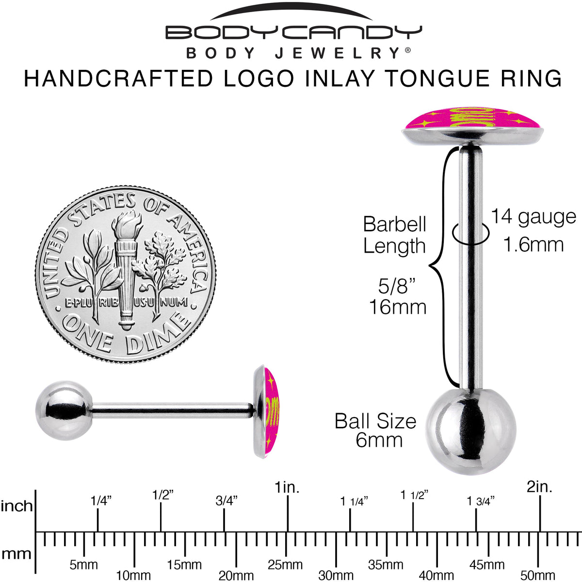 Pink JOMO Barbell Tongue Ring by Onyx O