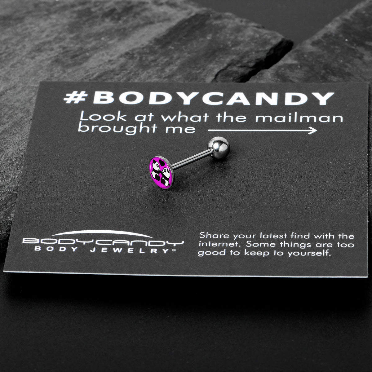 Panda Love Barbell Tongue Ring by Onyx O