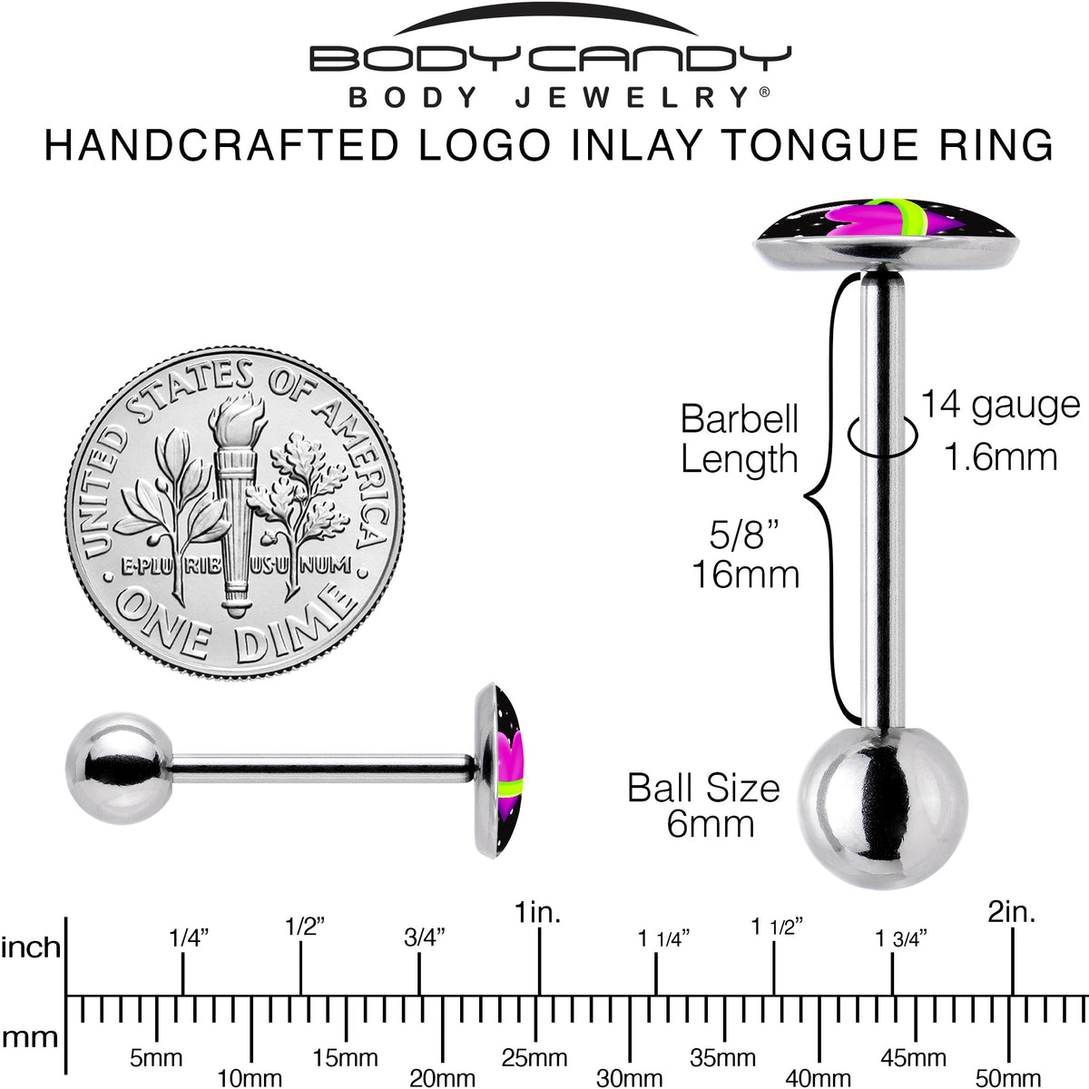 Heart Planet Barbell Tongue Ring by Onyx O