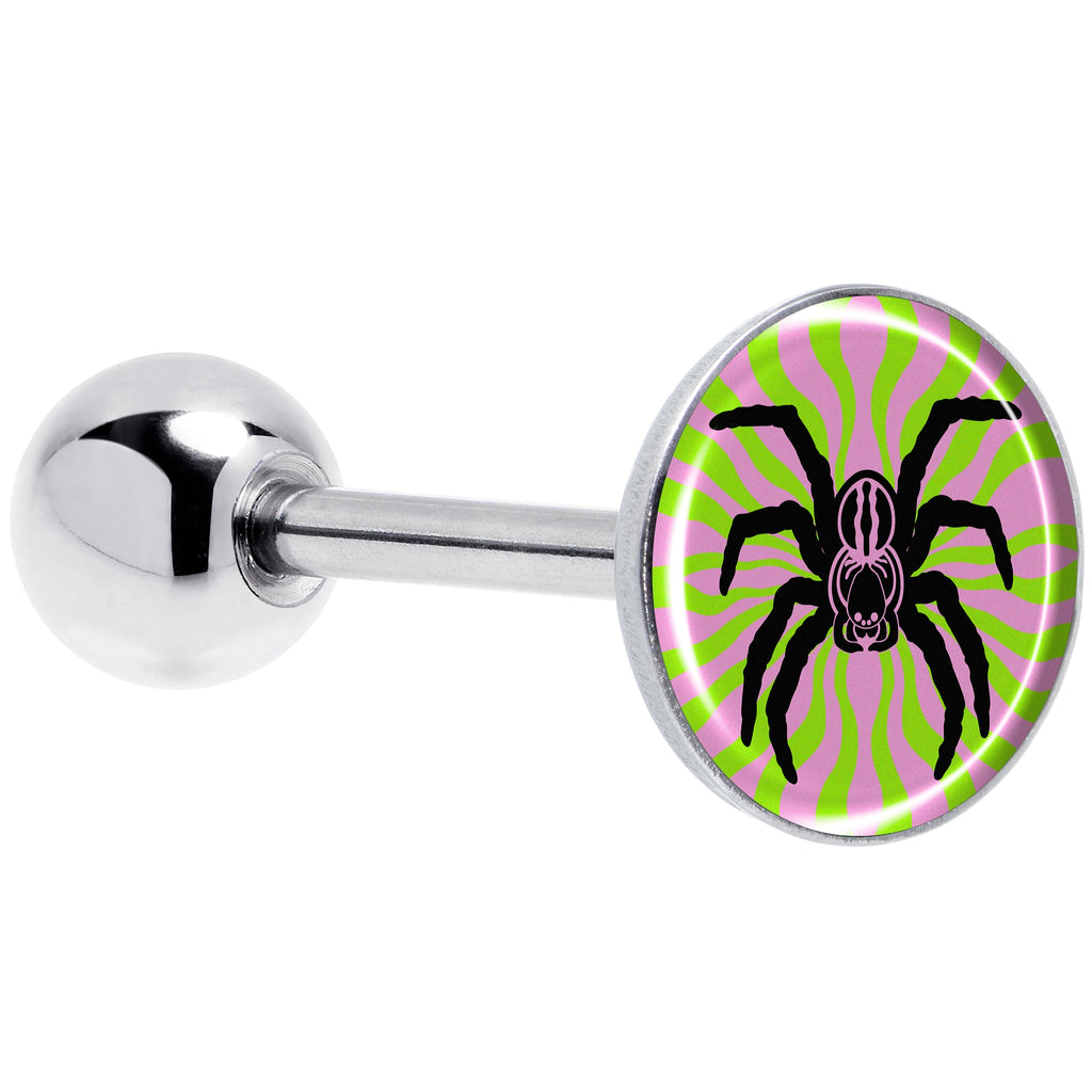 Psychedelic Spider Barbell Tongue Ring by Onyx O