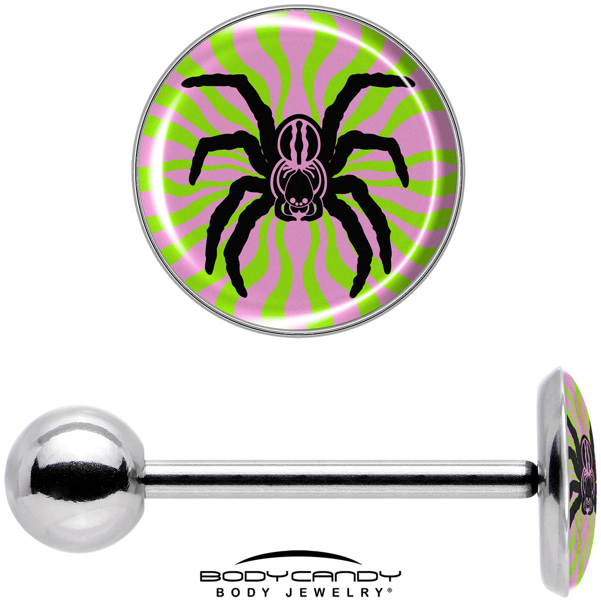Psychedelic Spider Barbell Tongue Ring by Onyx O