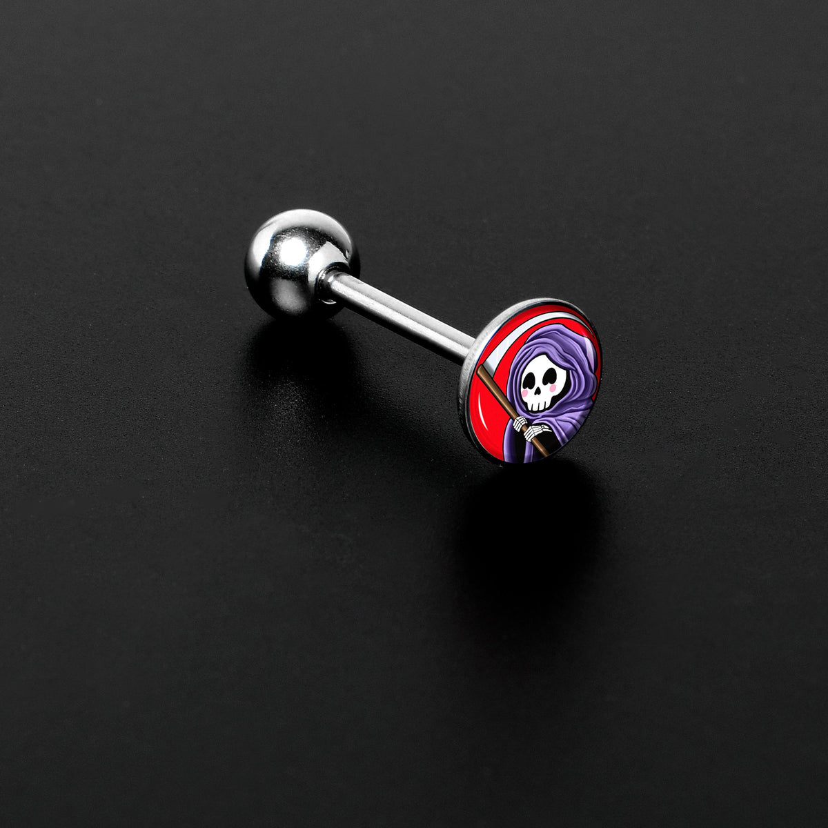 Grim Reaper Barbell Tongue Ring by Onyx O