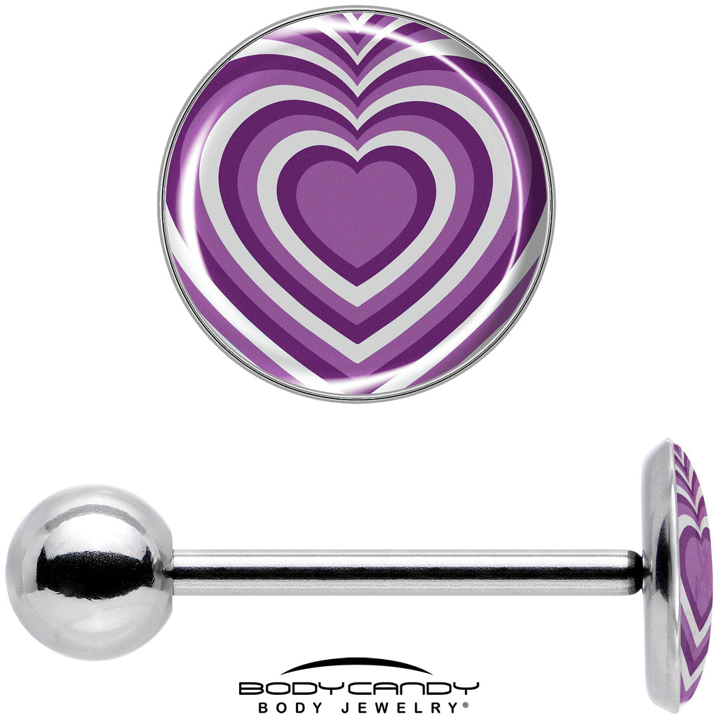Purple Retro Heart Barbell Tongue Ring by Onyx O