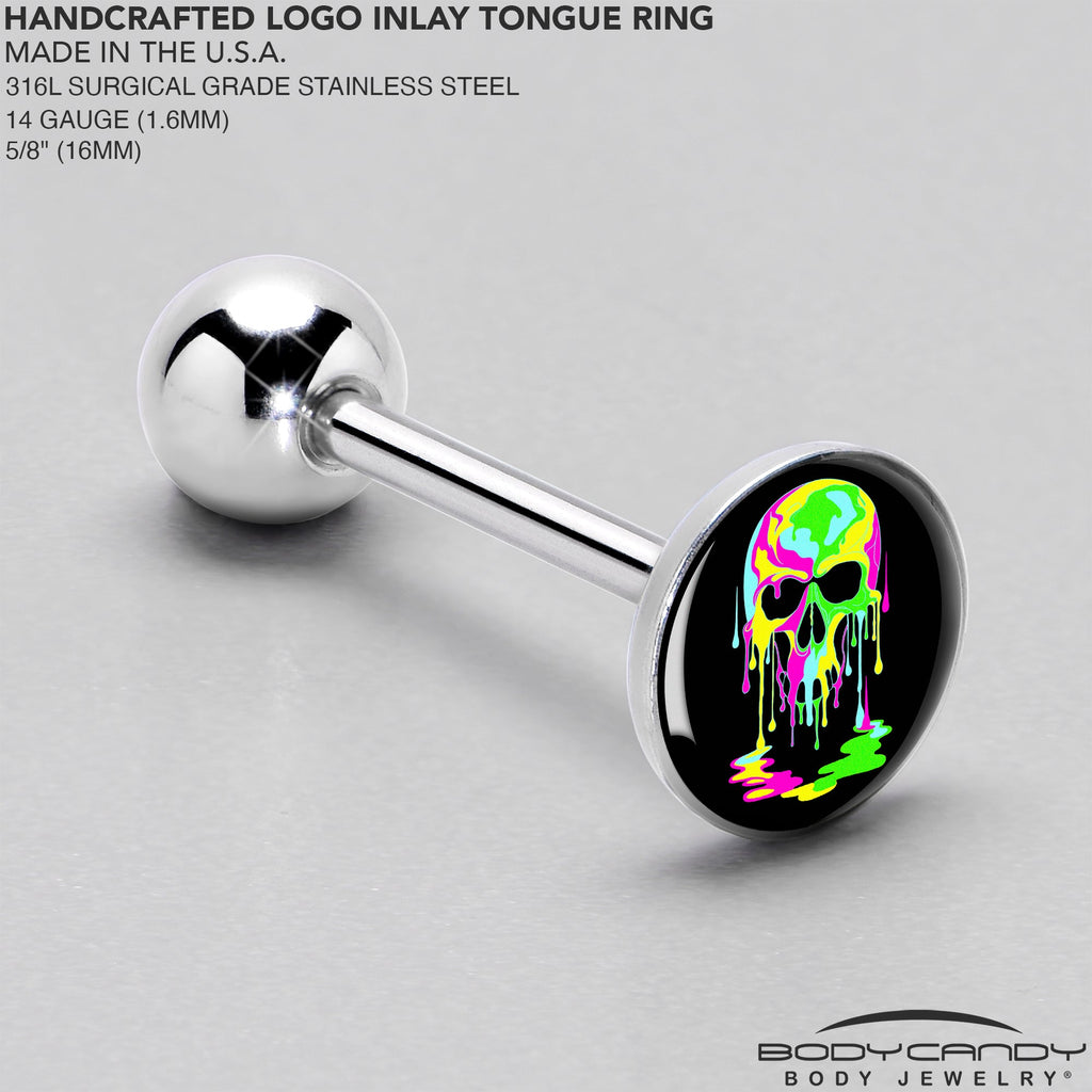 Ultra Bright Melting Skull Barbell Tongue Ring by Onyx O