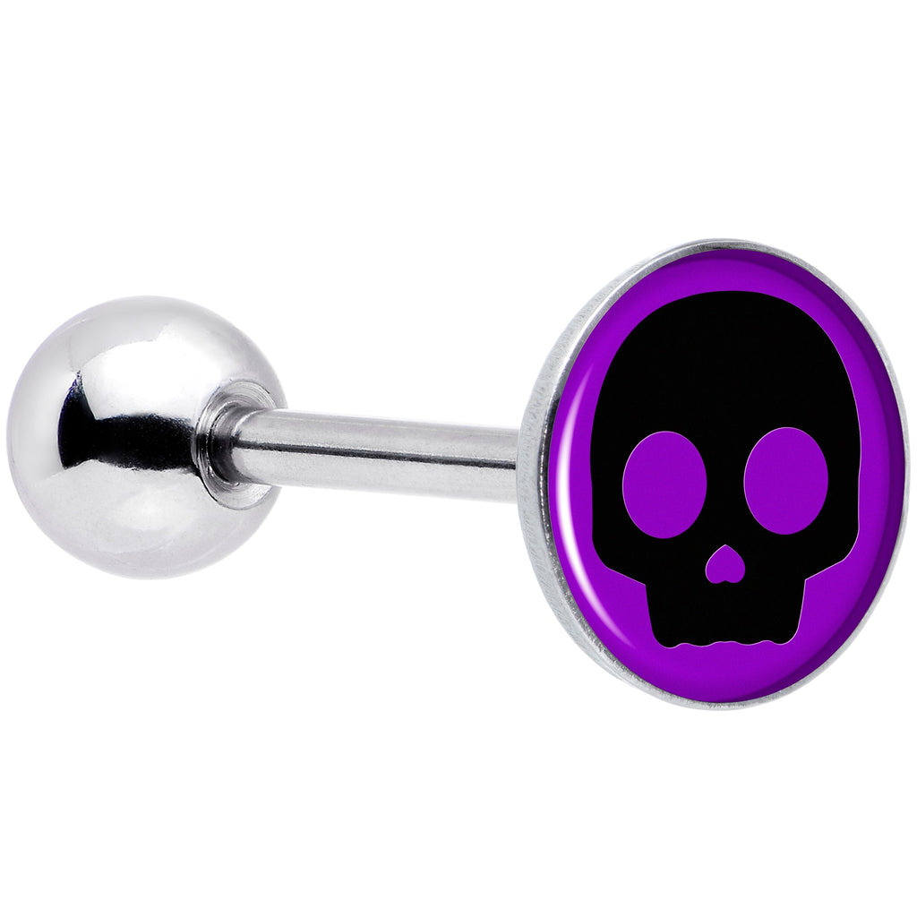 Purple Black Simple Skull Barbell Tongue Ring by Onyx O