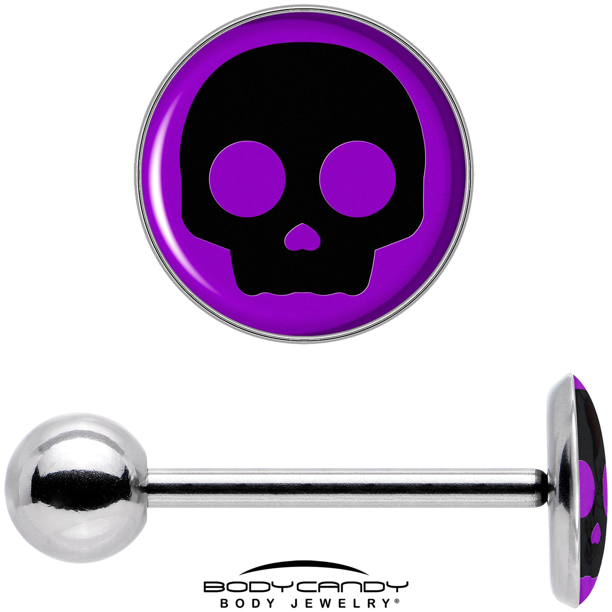 Purple Black Simple Skull Barbell Tongue Ring by Onyx O