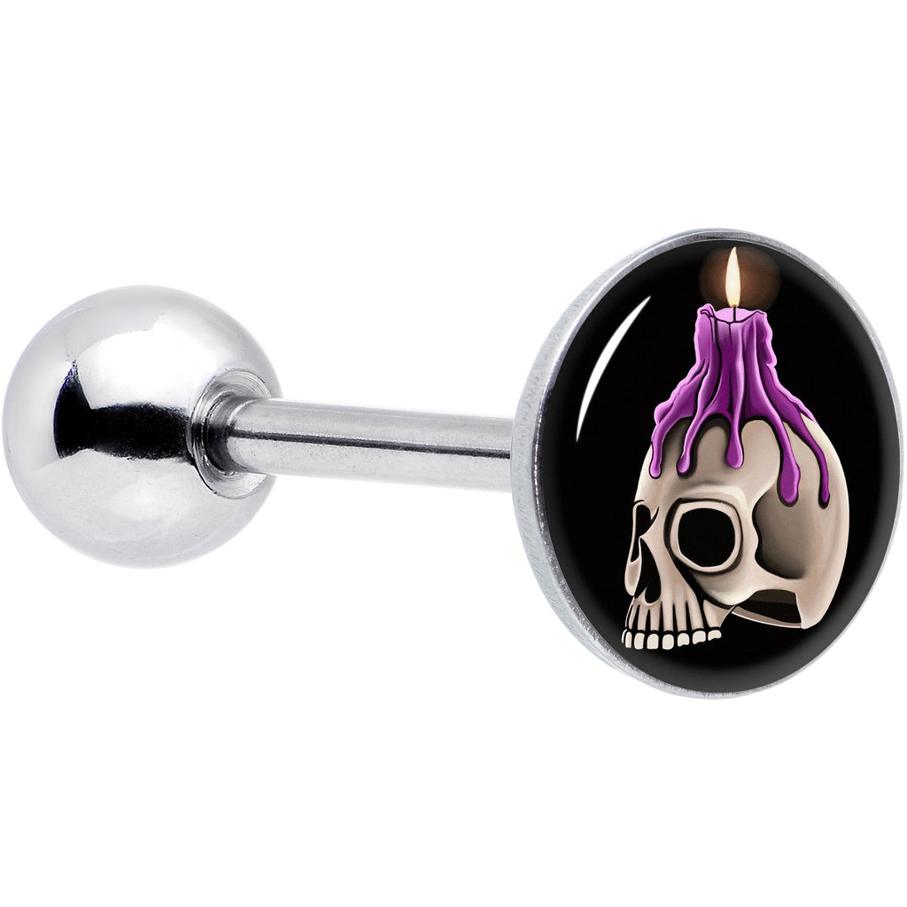Burning Skull Candle Barbell Tongue Ring by Onyx O