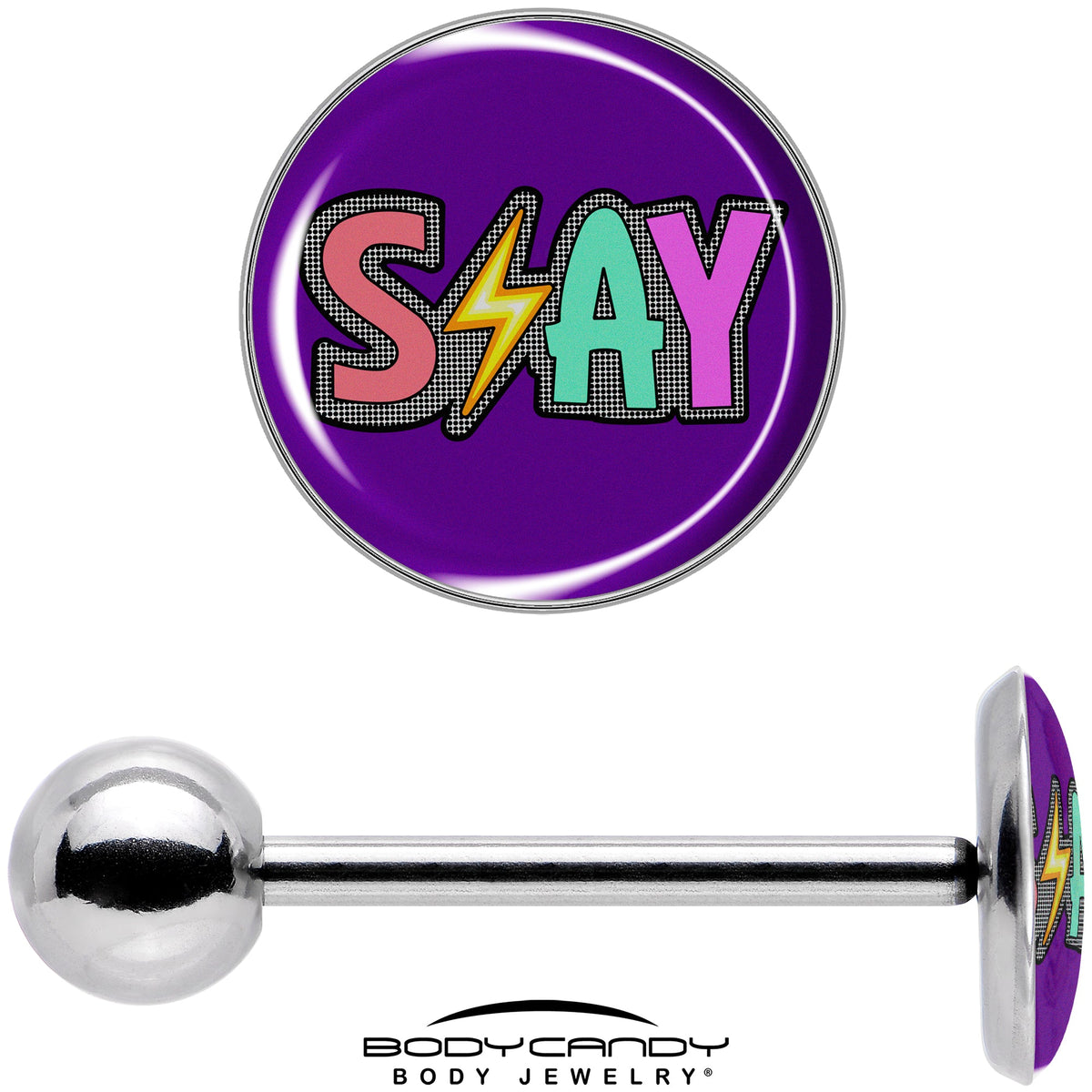 Colorful Lighting SLAY Barbell Tongue Ring by Onyx O