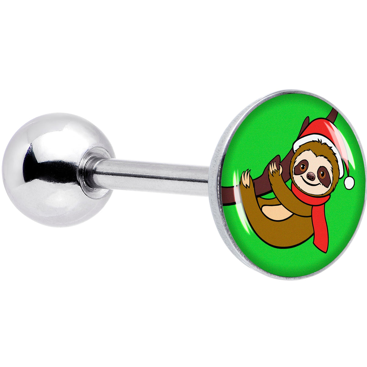 Santa Sloth Holiday Barbell Tongue Ring by Onyx O