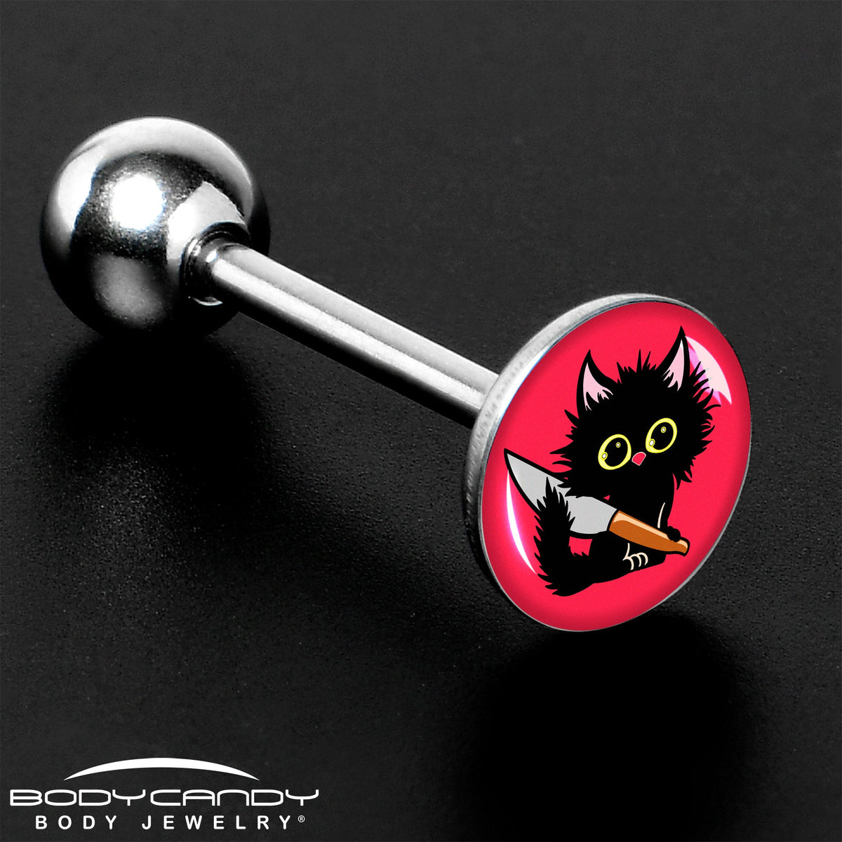 Stabby Cat Barbell Tongue Ring by Onyx O