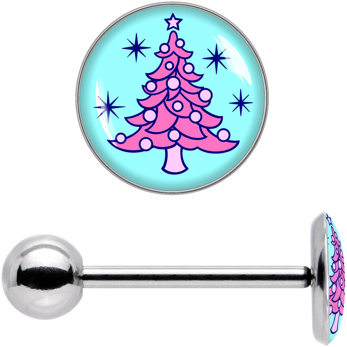 Pastel Christmas Tree Barbell Tongue Ring by Onyx O
