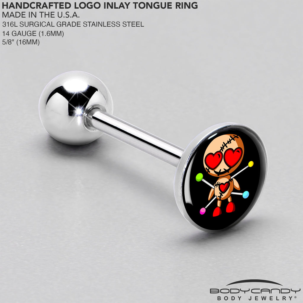 Valentine Heart Voodoo Doll Barbell Tongue Ring