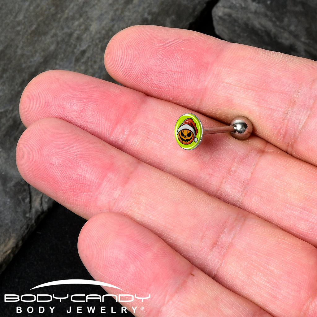 Christmas Holiday Santa Hat Pumpkin Barbell Tongue Ring by Onyx O
