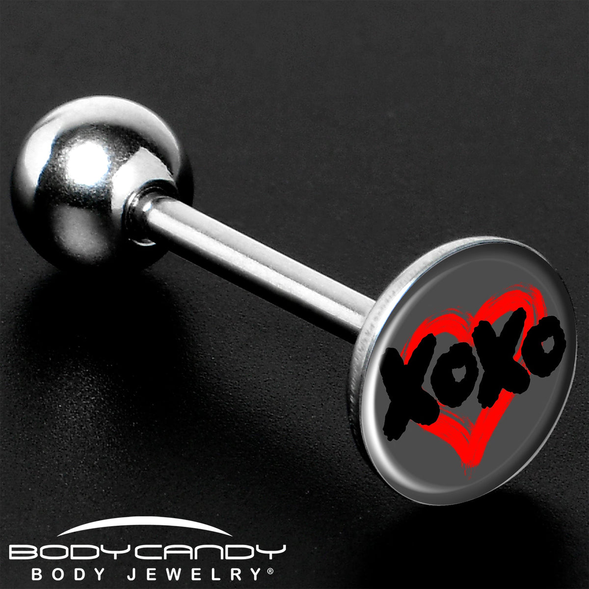 XOXO Heart Barbell Tongue Ring by Onyx O