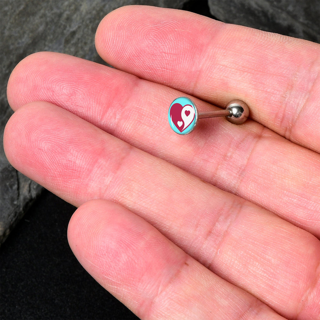 Love Yin Yang Heart Barbell Tongue Ring by Onyx O
